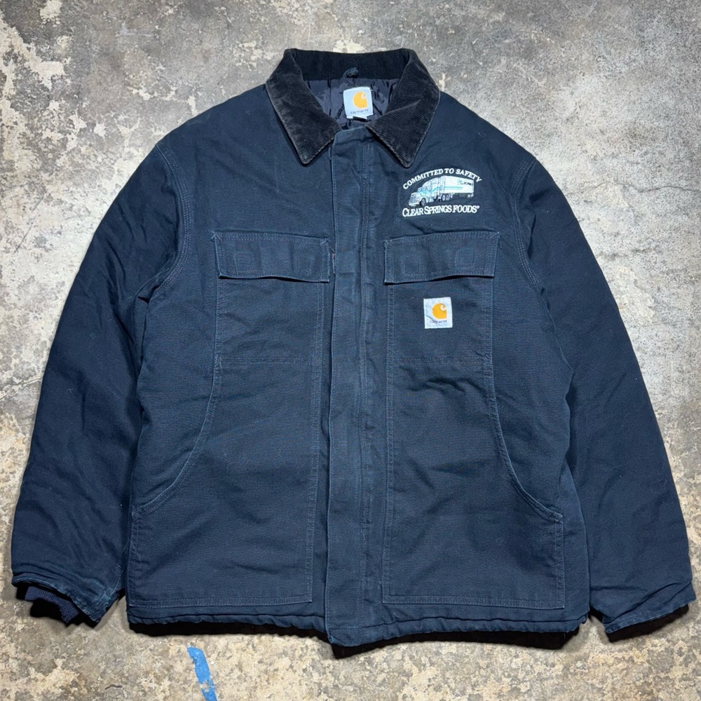 Carhartt Black Quilted-Lined Chore Coat – Clear Springs Foods Patch – Size L